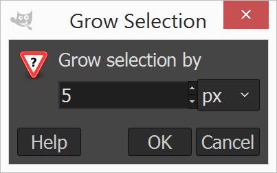 GIMP Select Grow 5 Pixels