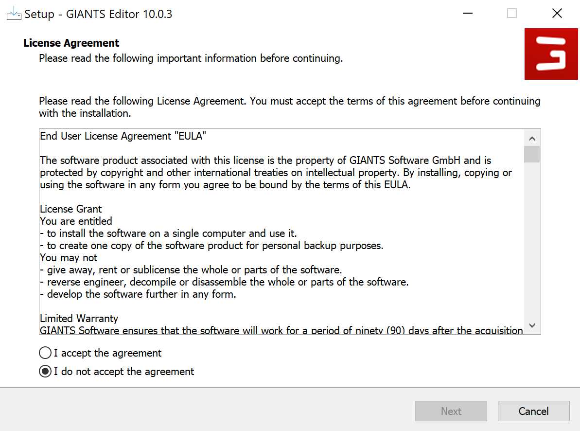 Giants Editor Installer License Agreement