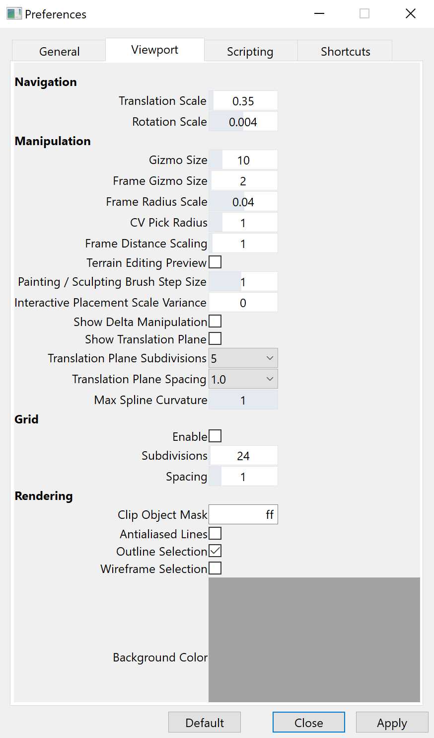 Giants Editor Preferences Viewport Tab