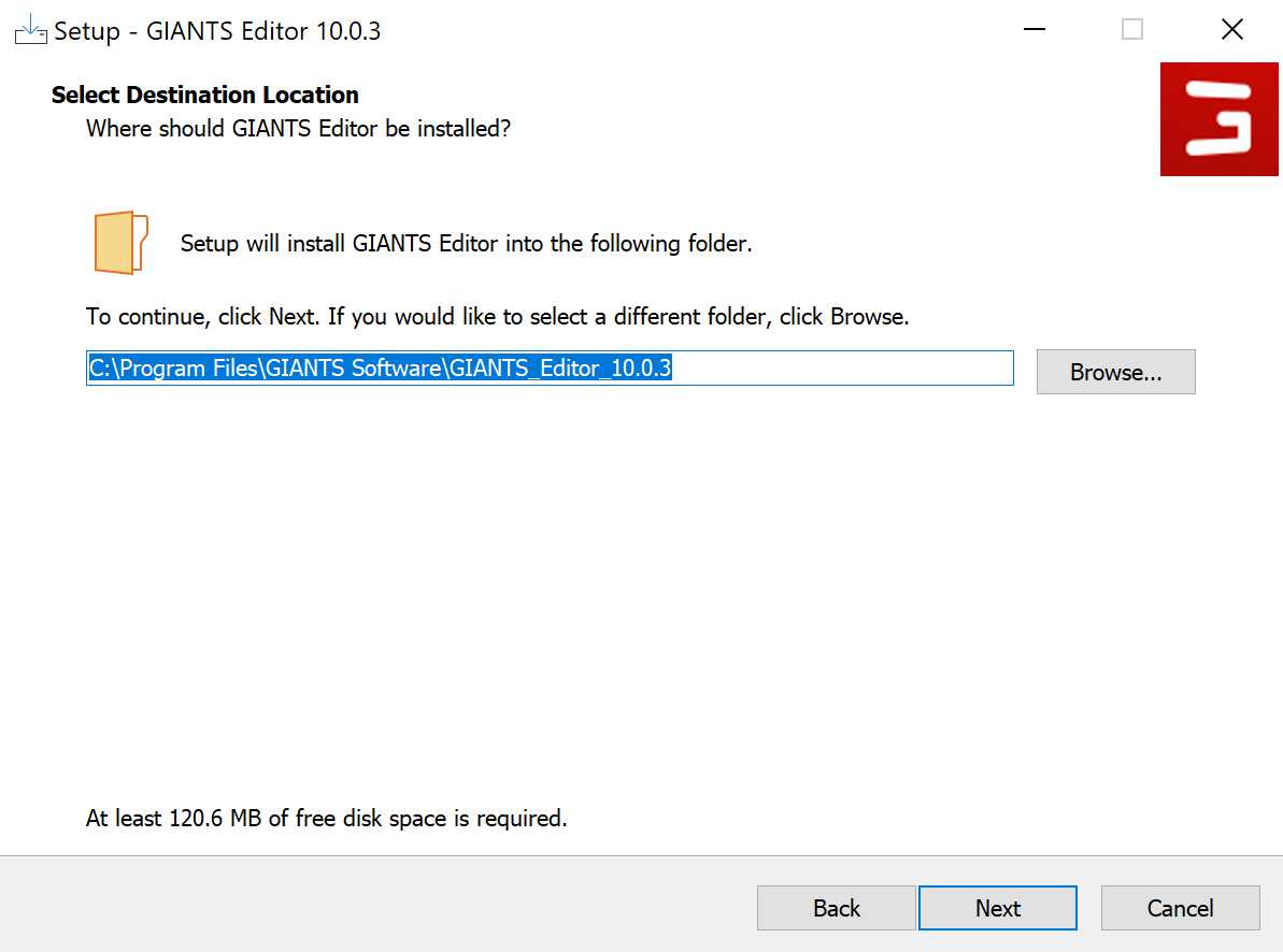 Giants Editor Installer Select Destination Location