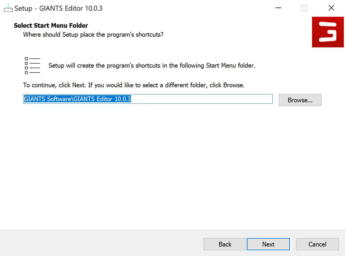 Giants Editor Select Start Menu Folder